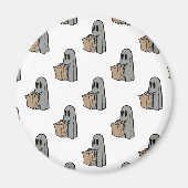 Aimant Halloween, Jolie Gris Fantôme, Trick Ou Treat, Boo (Devant)