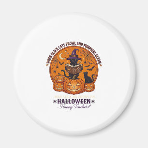 Aimant Halloween Joyeux Professeur Chat Noir Sorcière Cha