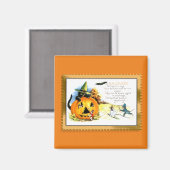 Aimant Halloween Kitty assis à Jack-o'-lantern (Recto/Verso)