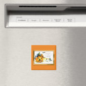 Aimant Halloween Kitty assis à Jack-o'-lantern (In Situ (Lave-vaisselle))