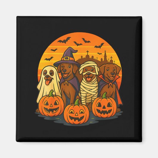 Aimant Halloween labrador brun fantôme chocolat effrayant (Devant)