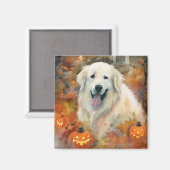 Aimant Halloween les grandes Pyrénées avec la peur Citrou (Recto/Verso)