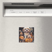 Aimant Halloween Lhassa Apso Avec Peur Citrouille (In Situ (Lave-vaisselle))