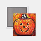 Aimant Halloween lunaire Jack-O-Lantern Abstrait (Recto/Verso)