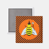 Aimant Halloween Magic Bee Witch Orange et Black Stripes (Recto/Verso)