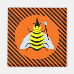 Aimant Halloween Magic Bee Witch Orange et Black Stripes