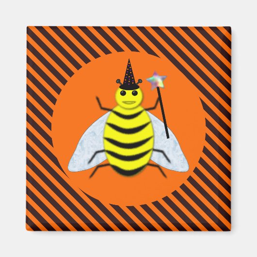 Aimant Halloween Magic Bee Witch Orange et Black Stripes (Devant)