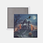 Aimant Halloween Maison hantée Éffrayant Graveyard Frigo (Recto/Verso)