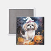Aimant Halloween Malti Tzu Avec Peur Citrouille (Recto/Verso)