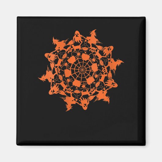 Aimant Halloween Mandala Spider Witch Ghost Skull (Devant)