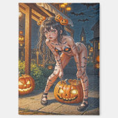 Aimant Halloween Monster Jack-o-Lantern & Bat Vixen Girl (Recto)