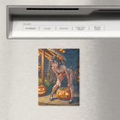 Aimant Halloween Monster Jack-o-Lantern & Bat Vixen Girl (In Situ (Lave-vaisselle))