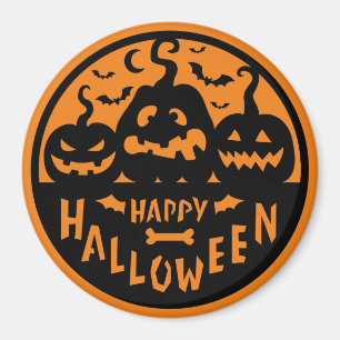Aimant Halloween noir et orange heureux