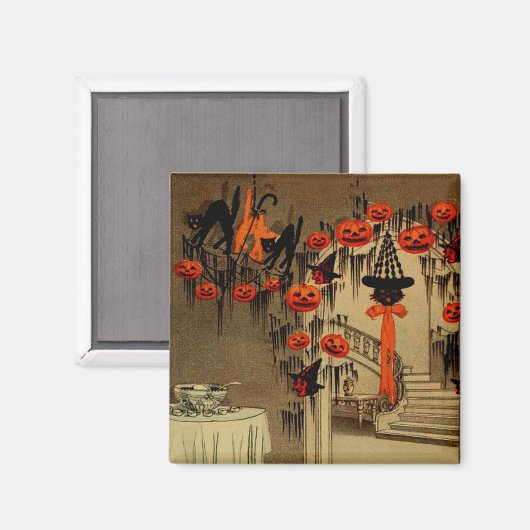 Aimant Halloween Party Jack-o'-lantern Citrouille Chat no (Recto/Verso)