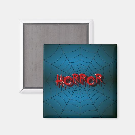 Aimant Halloween Party Red Horror Spider Web Blue Effraye (Recto/Verso)