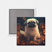 Aimant Halloween Pekingese Avec Peur Citrouille (Recto/Verso)