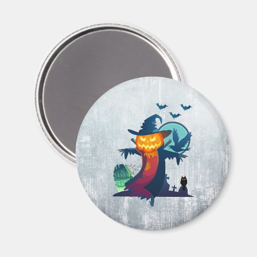 Aimant Halloween Scarecrow With Bats Crow and Owl (Recto/Verso)