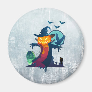 Aimant Halloween Scarecrow With Bats Crow and Owl