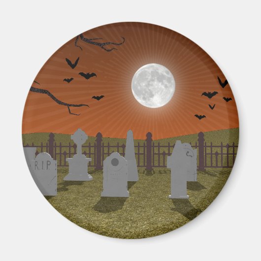 Aimant Halloween : Scène de cimetière : (Devant)