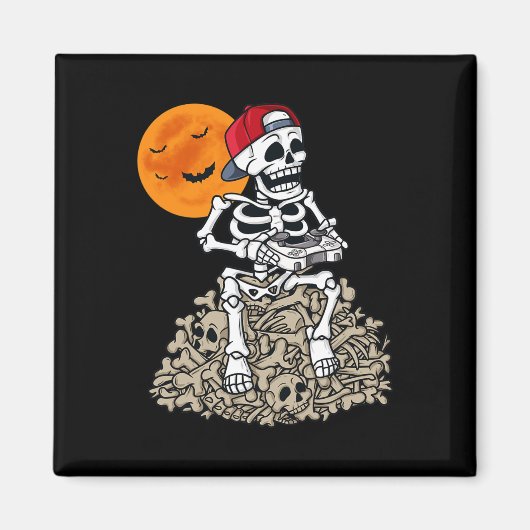 Aimant Halloween Skeleton Gamer Boys Enfants Ados Jeu 1 (Devant)