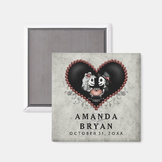 Aimant Halloween Skeletons Grey Black Heart Enregistrer l (Recto/Verso)