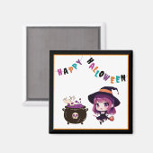 Aimant Halloween/sorcière/automne/octobre (Recto/Verso)
