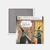 Aimant Halloween sorcières amusantes Trick ou traitement (Recto/Verso)