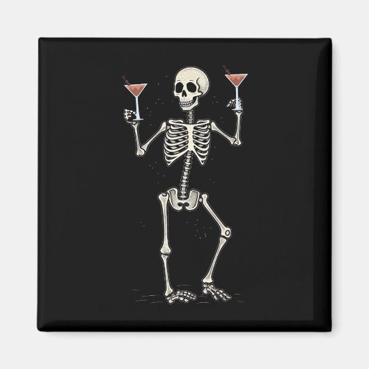 Aimant Halloween Squelette Boire Manhattan Tail (Devant)