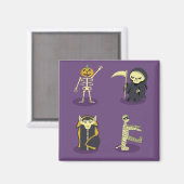Aimant Halloween Squelette Dracula Mummy Griffe Reaper (Recto/Verso)