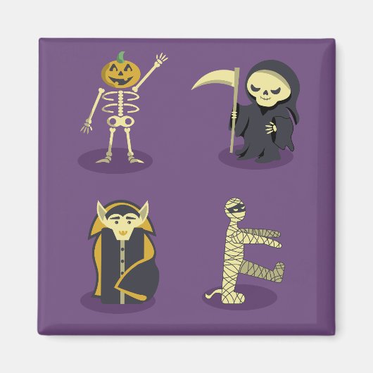 Aimant Halloween Squelette Dracula Mummy Griffe Reaper (Devant)