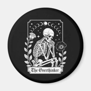 Aimant Halloween squelette gothique foncé Overthinker