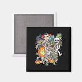 Aimant Halloween Squelette Zombie équitation maman T Rex  (Recto/Verso)