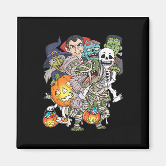 Aimant Halloween Squelette Zombie équitation maman T Rex 
