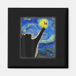 Aimant Halloween Starry Night Black Cat Comma La Kamala