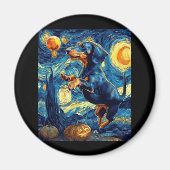Aimant Halloween Starry Night Puppy Dachshund (Devant)