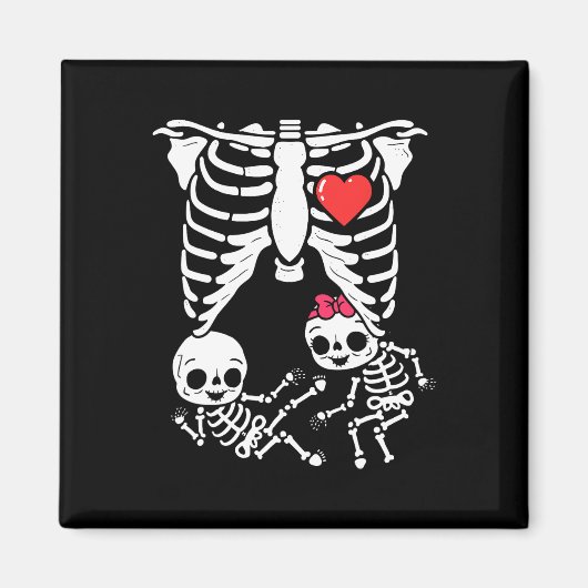 Aimant Halloween Twins Grossesse Faire-part Drôle Skele (Devant)