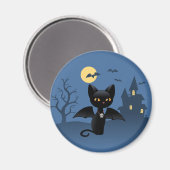 Aimant Halloween Vampire Chat noir avec ailes (Recto/Verso)
