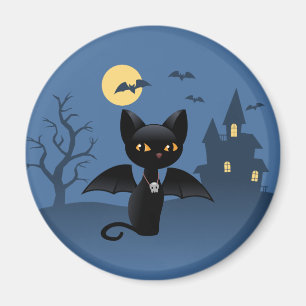 Aimant Halloween Vampire Chat noir avec ailes