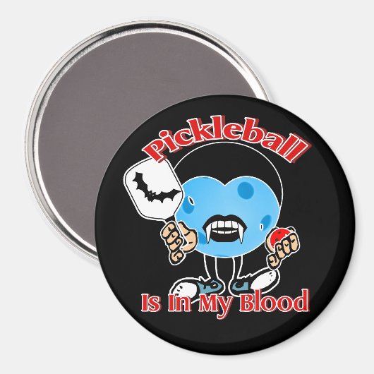 Aimant Halloween Vampire - Pickleball Dans Mon Sang (Recto/Verso)