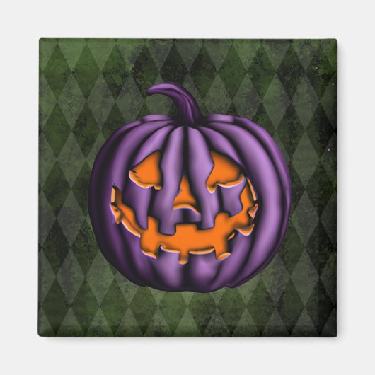 Aimant Halloween violet Citrouille Grunge vert (Devant)