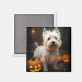 Aimant Halloween West Highland White Terrier Citrouilles (Recto/Verso)