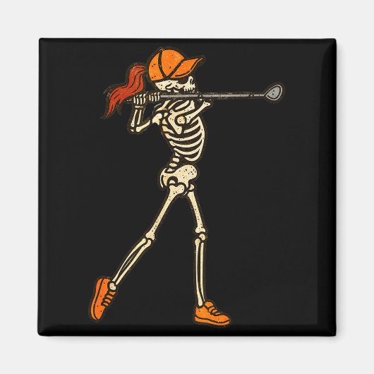 Aimant Halloween Women Golf Skeleton Funny Golf Halloween (Devant)