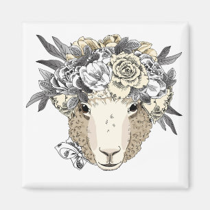Aimant Halo mouton floral