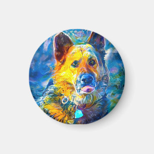 Aimant Halo : Portrait d'un berger allemand