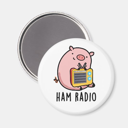 Aimant Ham Radio Funny Pig Pun (Recto/Verso)