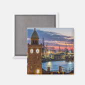 Aimant Hambourg, Allemagne vue panoramique au crépuscule (Recto/Verso)