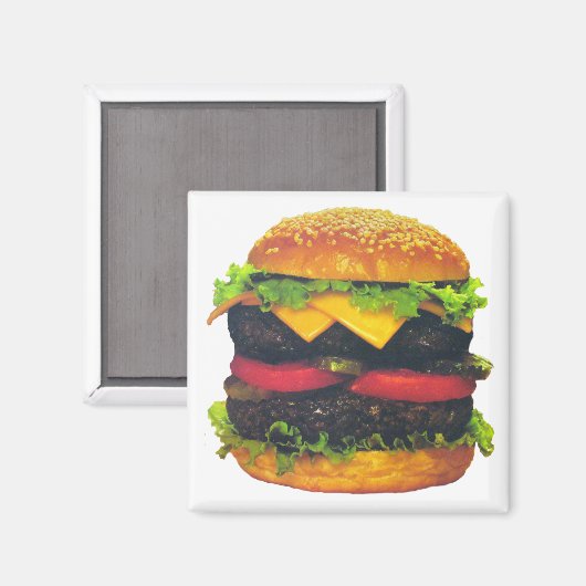 Aimant Hamburger de luxe double au fromage (Recto/Verso)