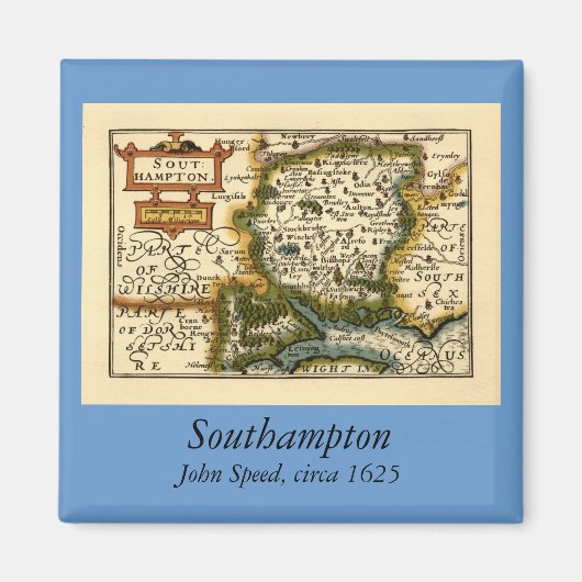Aimant Hampshire, Southampton County England Carte histor (Devant)