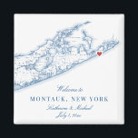 Aimant Hamptons Montauk Destination Mariage Faveur<br><div class="desc">Commande rapide et facile ! Cet aimant de mariage de destination Montauk est parfait pour inclure avec sac de bienvenue des cadeaux pour vos invités de mariage de destination Hamptons, ou les customiser pour votre mariage. Le coeur est au-dessus de Montauk, mais vous pouvez déplacer le coeur en cliquant sur...</div>