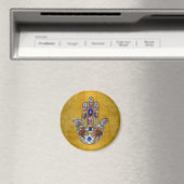 Aimant Hamsa Cœurs Fleurs Opale Art sur Or (In Situ (Lave-vaisselle))